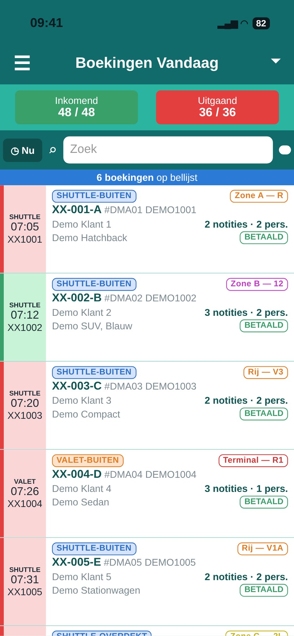 Dagsliste — Alle ankomster og afrejser i dag på én skærm, med status pr. booking.