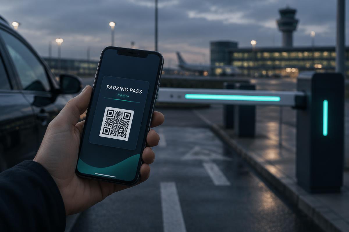 Teléfono móvil que muestra un vale de aparcamiento en Apple Wallet